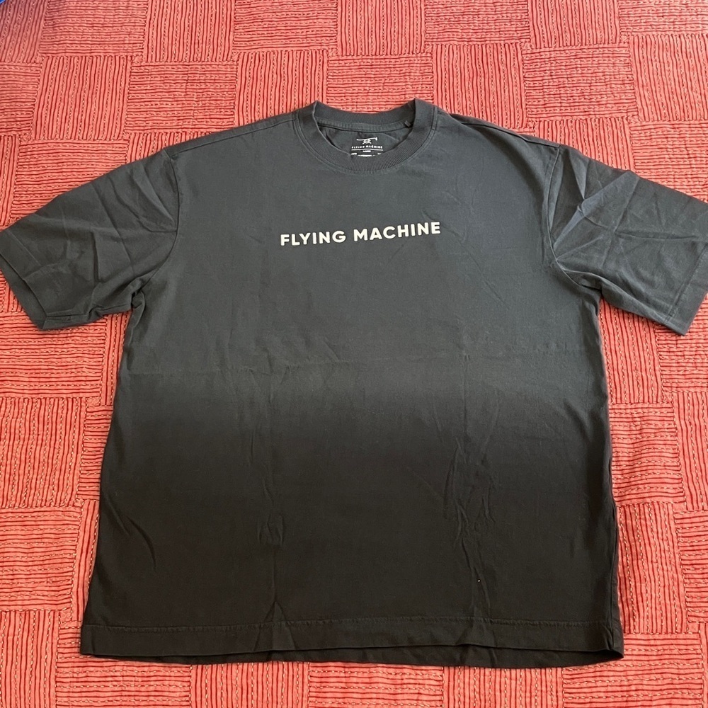 Flying Machine men’s blue to black fade Men's cotton short sleeve Tee